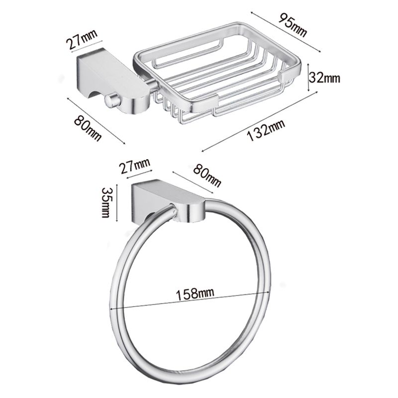 Rynx | 6-piece Chrome Bathroom Accessory as Individual Piece or as Set with Towel Ring Bar