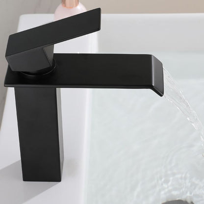 Rynx | Industrial Vessels Faucet Stainless Steel Lever Handles Waterfall Spout Bathroom Faucet