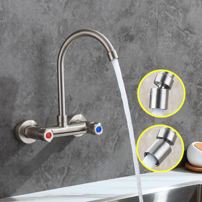 Rynx | Round 2-Handle Bathroom Faucet Single Hole Wall Mounted Bathroom Faucet