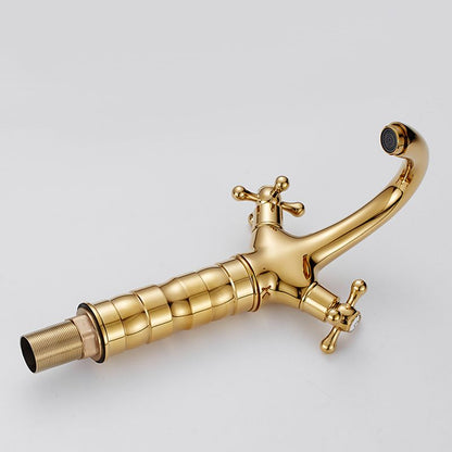 Rynx | Centered Basin Faucet Single Hole Bathroom Faucet with 2 Cross Handles