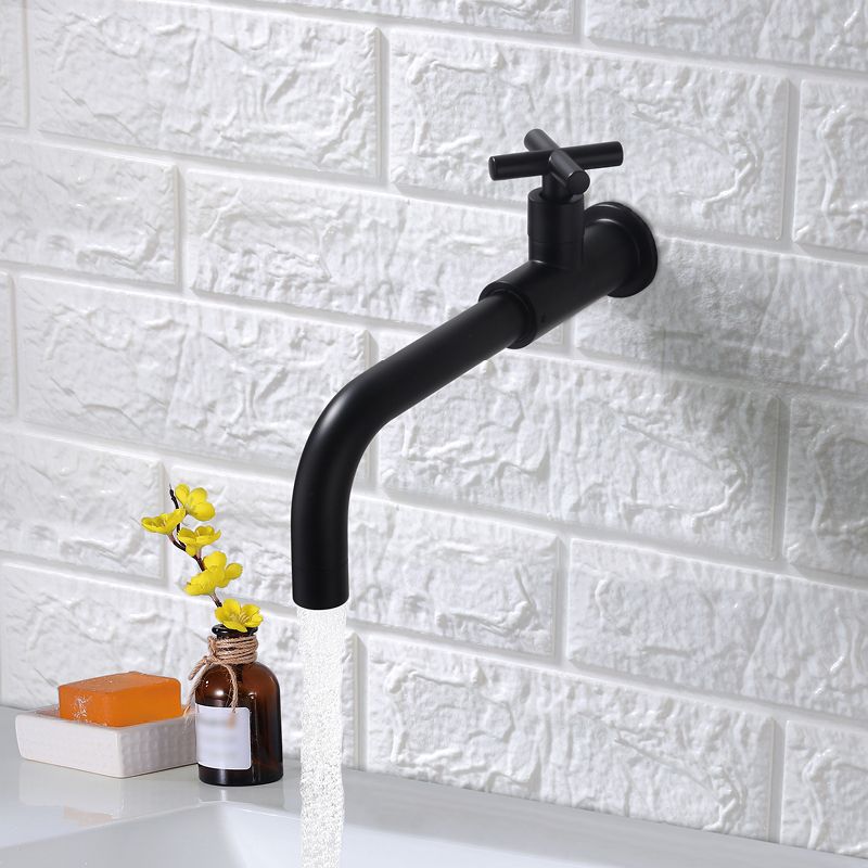 Rynx | Contemporary Wall-Mounted Bathroom Faucet Cross Handles Stainless Steel Faucet