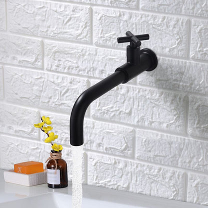 Rynx | Contemporary Wall-Mounted Bathroom Faucet Cross Handles Stainless Steel Faucet