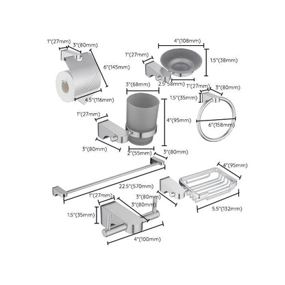 Rynx | 6-piece Chrome Bathroom Accessory as Individual Piece or as Set with Towel Ring Bar