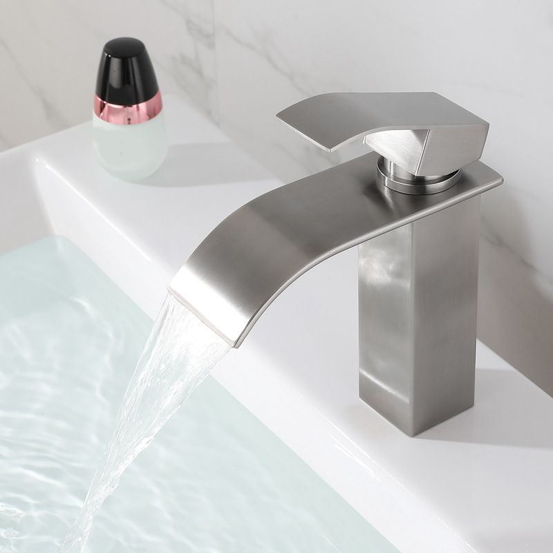 Rynx | Industrial Vessels Faucet Stainless Steel Lever Handles Waterfall Spout Bathroom Faucet