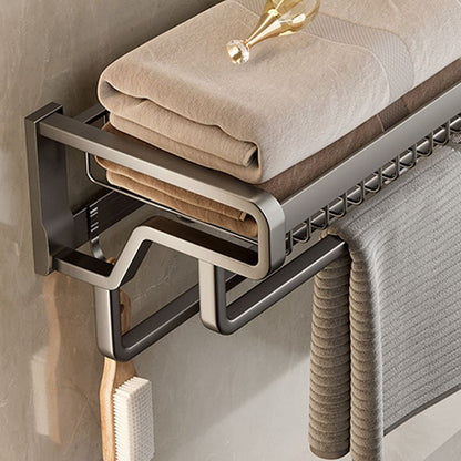 Rynx | Aluminum modern bathroom accessories set polished gray bathroom shelf/paper holder/robe hook