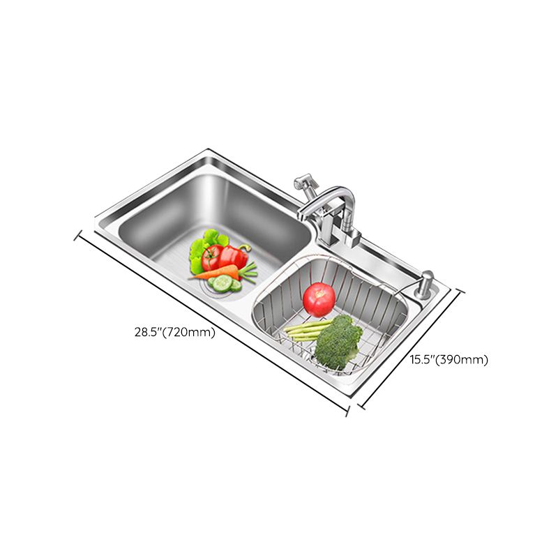 Rynx | Modern Style Kitchen Sink Stainless Steel 2 Holes Top Mount Kitchen Sink