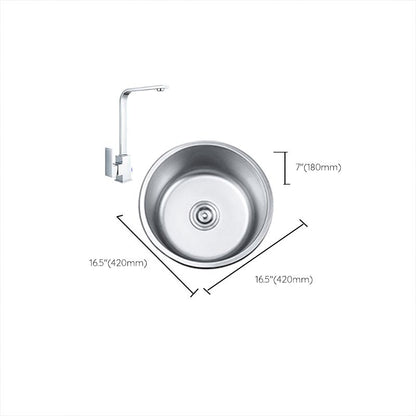 Rynx | Round Single Bowl Kitchen Sink Stainless Steel Sink with Drain Strainer Set