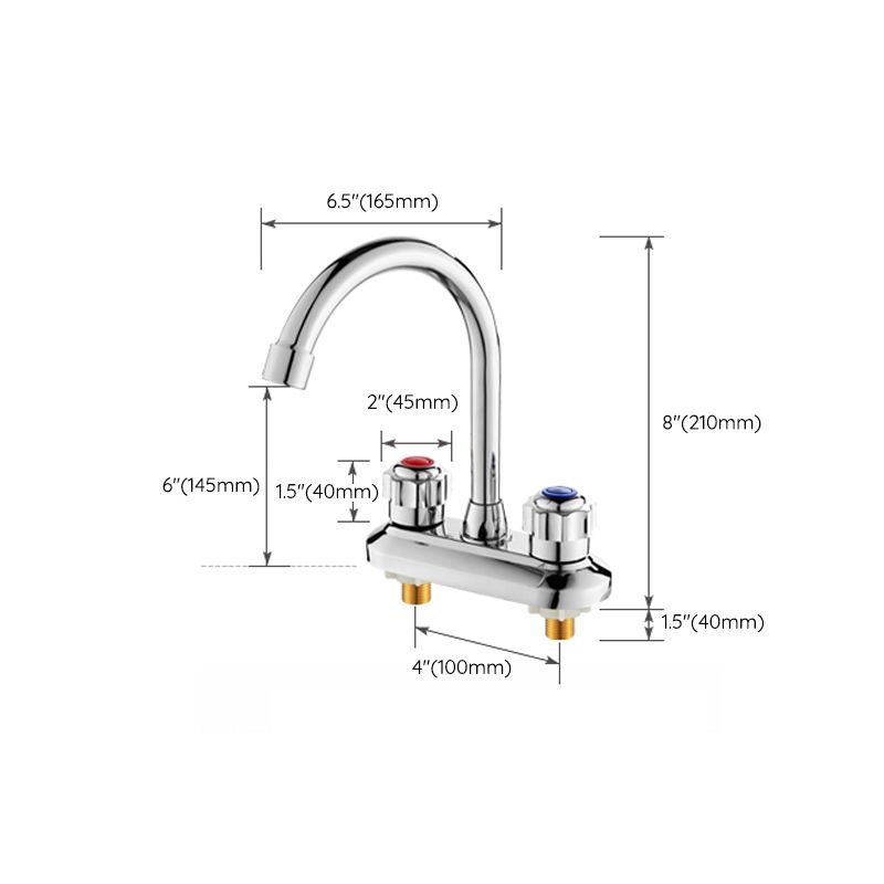 Rynx | 2-handle brass bathroom faucet modern high arch central crane