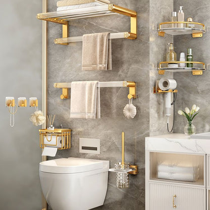 Rynx | Modern Golden Bathroom Accessories Single Piece or in Set with Bathroom Shelf