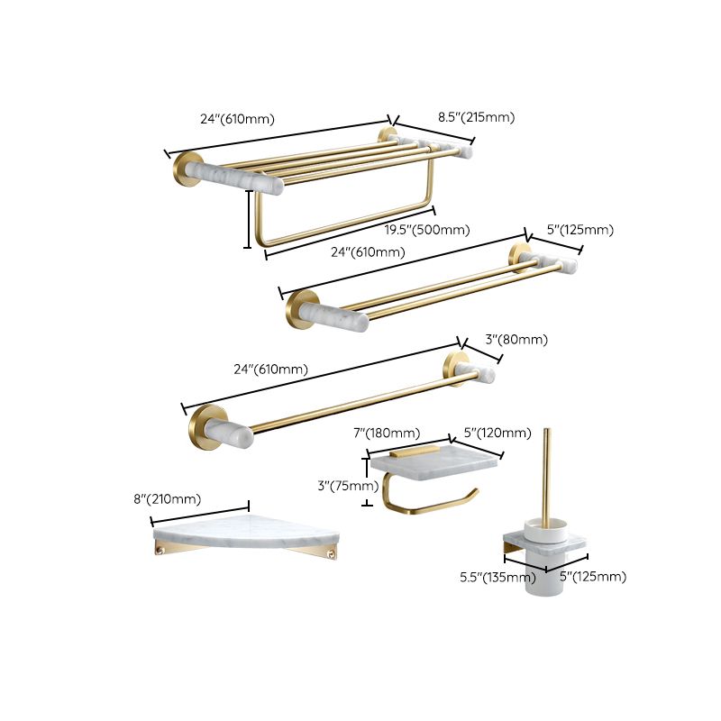 Rynx | 7-piece bathroom accessory set marble and metal bathroom hardware