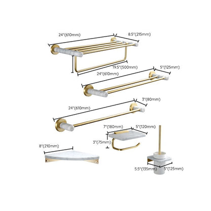 Rynx | 7-piece bathroom accessory set marble and metal bathroom hardware