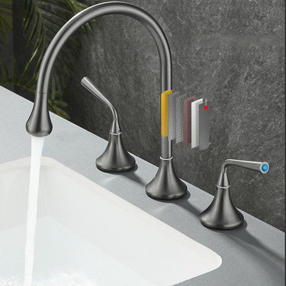 Rynx | Double Handle Tub Filler Deck Mounted High Arc Brass Modern Roman Tub Filler