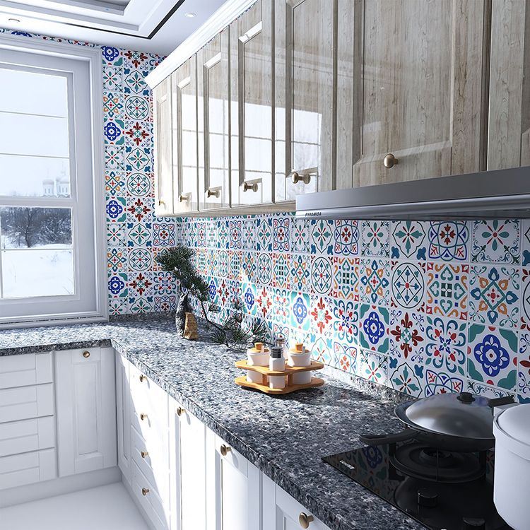 Rynx | Square Print Plastic Peel & Stick Tile Field Tile for Backsplash Wall