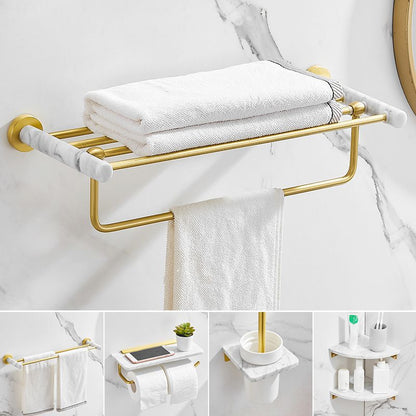 Rynx | 7-piece bathroom accessory set marble and metal bathroom hardware