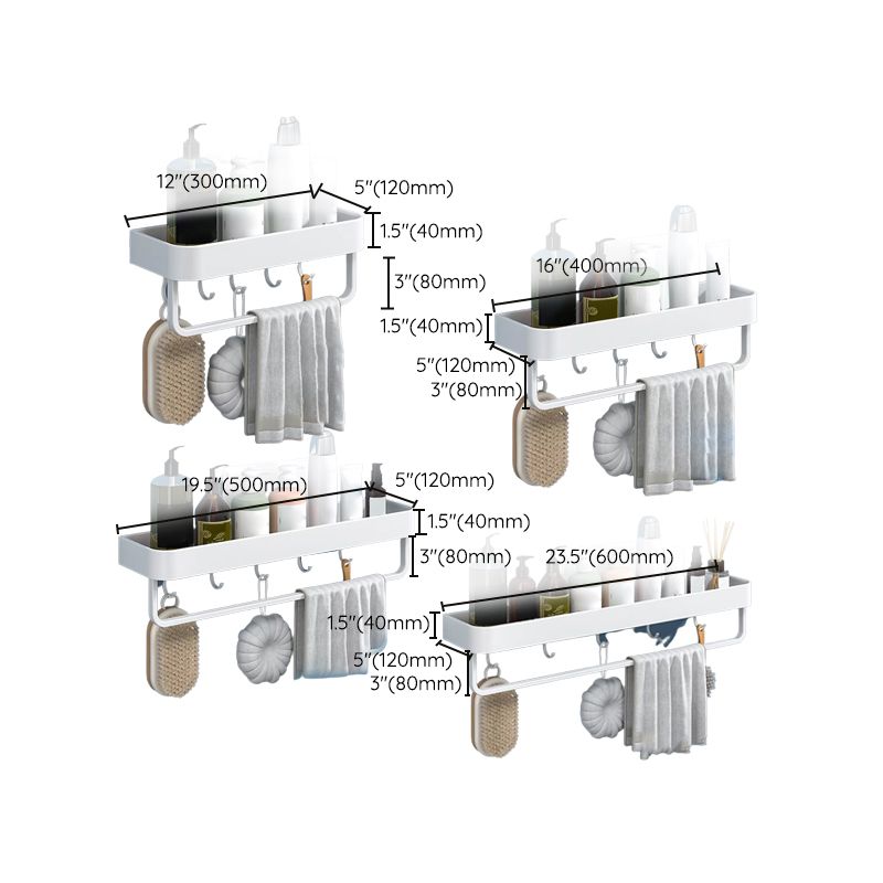 Rynx | White 2-piece Bathroom Hardware Modern Bathroom Accessories Set, Bathroom Shelf