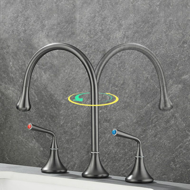 Rynx | Double Handle Tub Filler Deck Mounted High Arc Brass Modern Roman Tub Filler