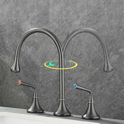 Rynx | Double Handle Tub Filler Deck Mounted High Arc Brass Modern Roman Tub Filler