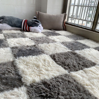 Rynx | Modern Carpet Tiles Interlocking Color Block Shag Carpet Tiles