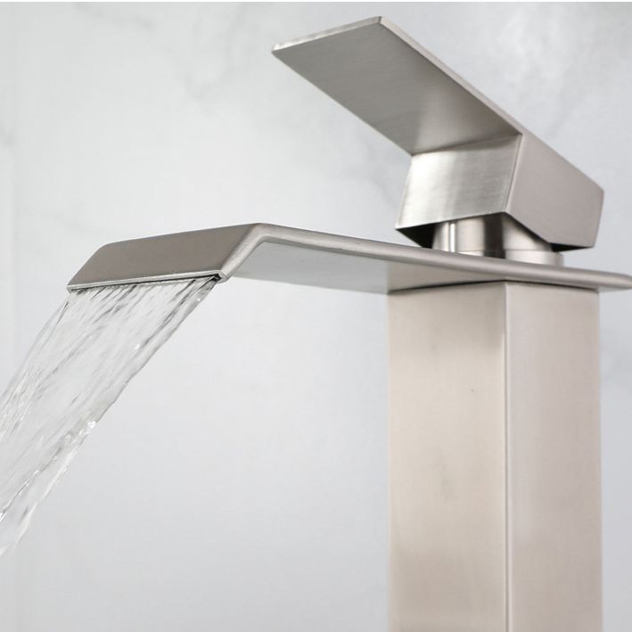 Rynx | Industrial Vessels Faucet Stainless Steel Lever Handles Waterfall Spout Bathroom Faucet