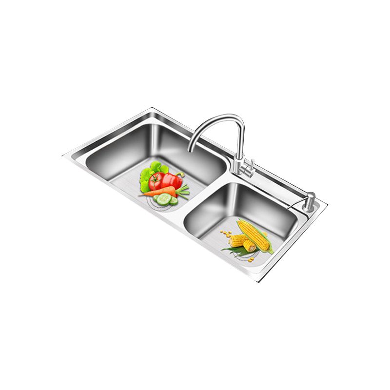 Rynx | Modern Style Kitchen Sink Stainless Steel 2 Holes Top Mount Kitchen Sink