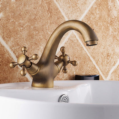 Rynx | Vintage Widespread Bathroom Faucet Industrial Cross Handles Sink Faucet