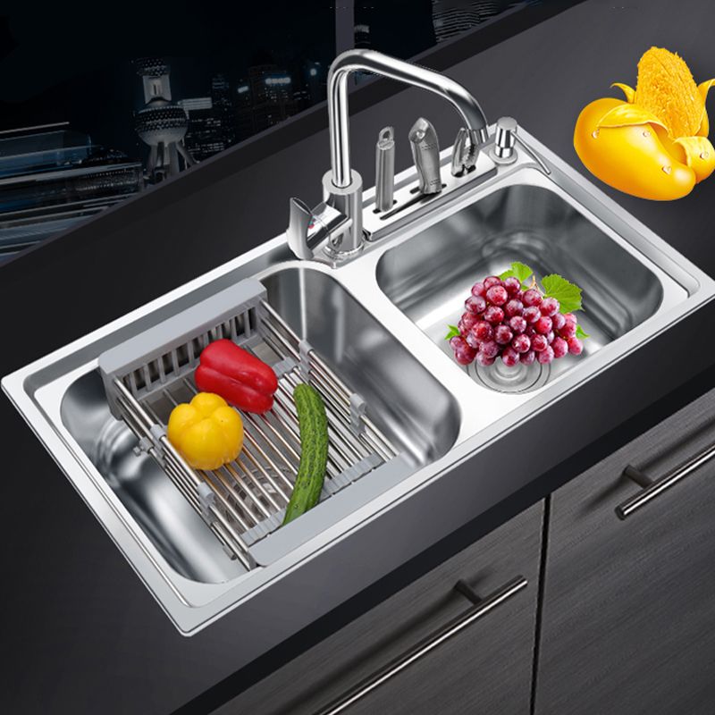 Rynx | Modern Style Kitchen Sink Stainless Steel 2 Holes Top Mount Kitchen Sink