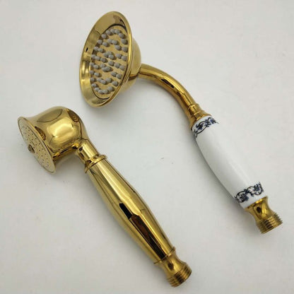Rynx | Traditional Handheld Shower Head with Hose Polished Brass Wall Mounted Shower Head