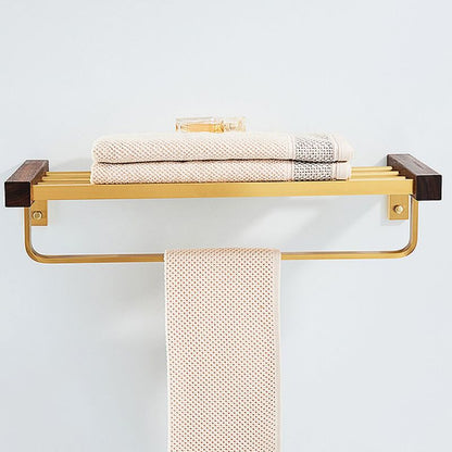 Rynx | 6-piece Walnut Bathroom Accessories Set Metal Gold Bath Hardware Set