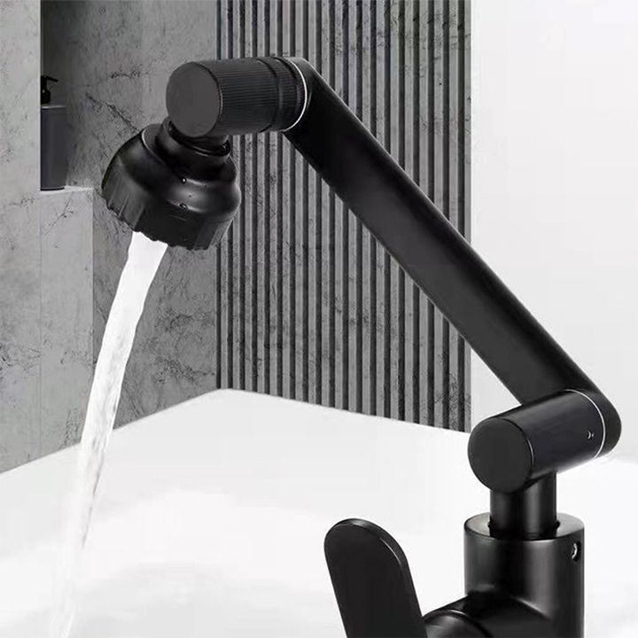 Rynx | Modern sink faucet stainless steel lever handles swivel spout sink faucet