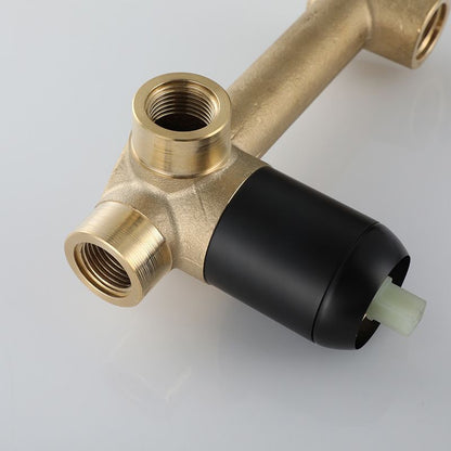 Rynx | Industrial Sink Faucet Brass Lever Handles Low Arc Wall Mounted Bathroom Faucet