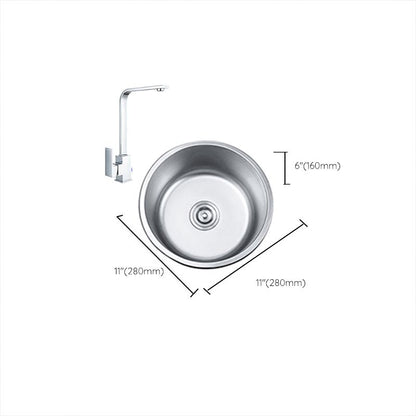 Rynx | Round Single Bowl Kitchen Sink Stainless Steel Sink with Drain Strainer Set