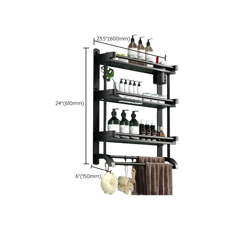 Rynx | Modern Black Bathroom Accessories Stainless Steel Fitting Set Bathroom Shelf