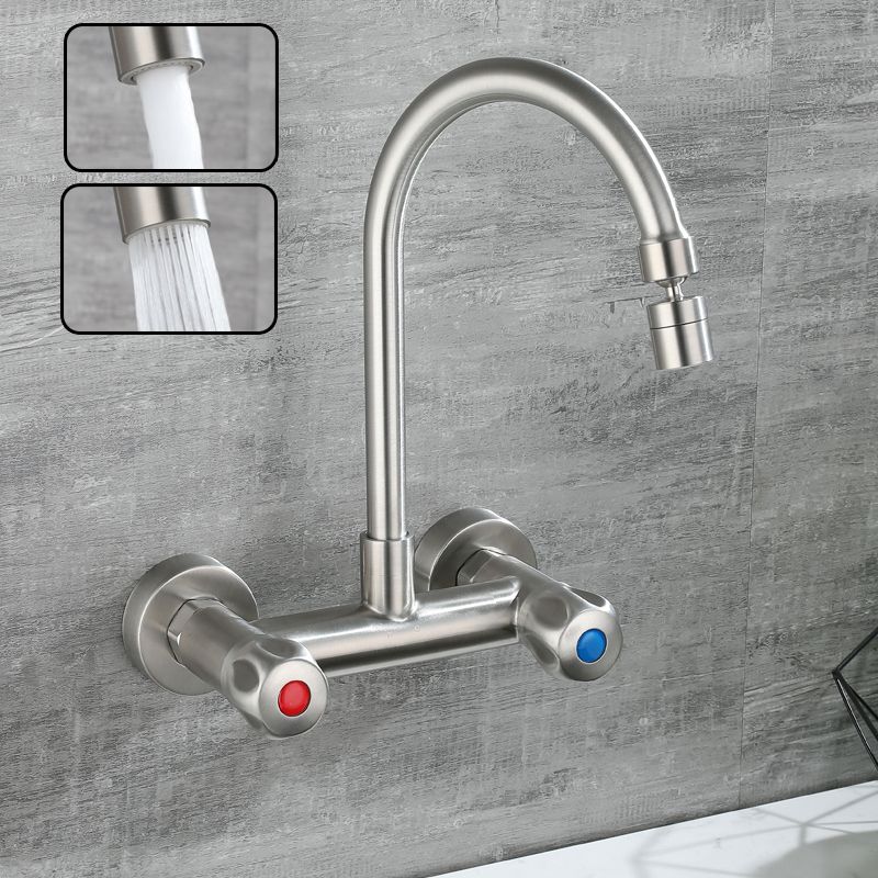 Rynx | Round 2-Handle Bathroom Faucet Single Hole Wall Mounted Bathroom Faucet