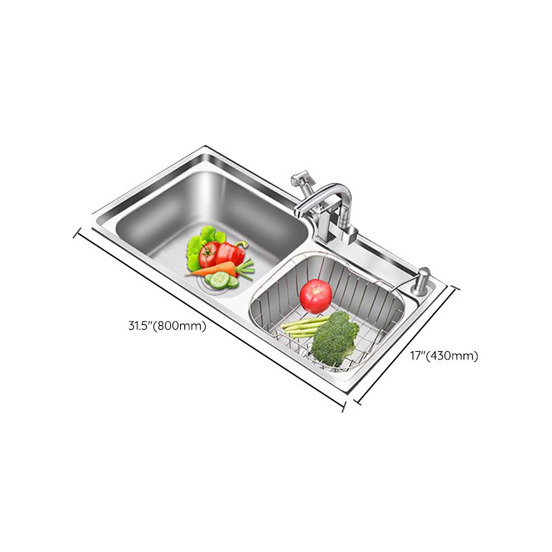 Rynx | Modern Style Kitchen Sink Stainless Steel 2 Holes Top Mount Kitchen Sink