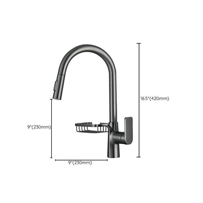 Rynx | Goose Neck Kitchen Sink Faucet Three-Way Flow with Pull-Down Spray Head
