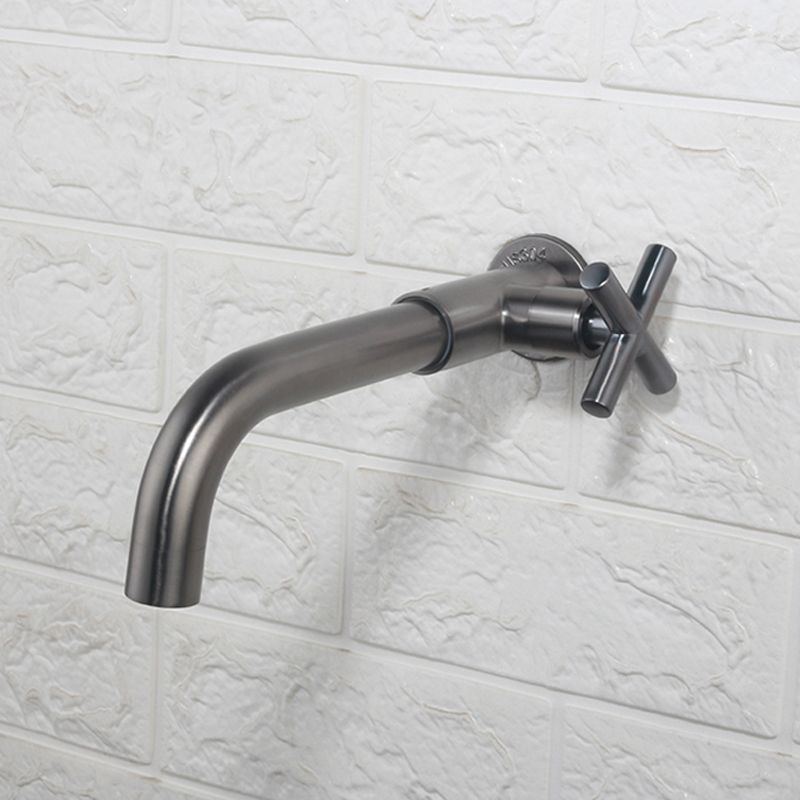 Rynx | Contemporary Wall-Mounted Bathroom Faucet Cross Handles Stainless Steel Faucet