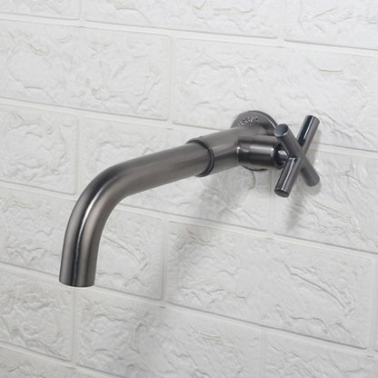 Rynx | Contemporary Wall-Mounted Bathroom Faucet Cross Handles Stainless Steel Faucet