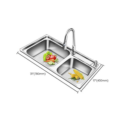 Rynx | Modern Style Kitchen Sink Stainless Steel 2 Holes Top Mount Kitchen Sink