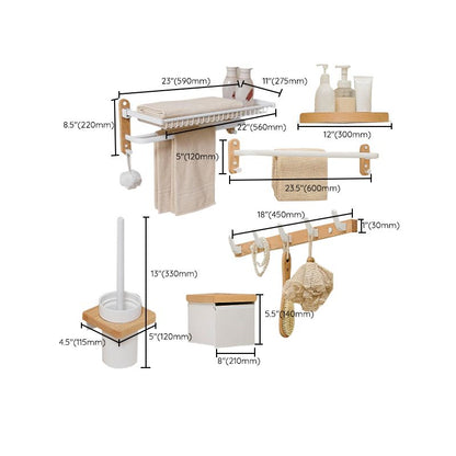 Rynx | Aluminium and Wood Bath Accessories Set White Bathroom Accessories Kit