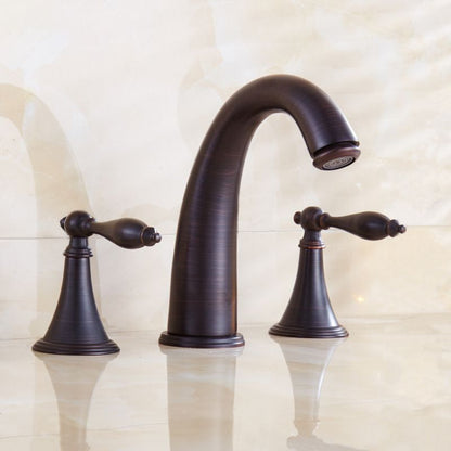 Rynx | Copper Deck-Mounted Roman Bathtub Faucet Low Arc Roman Bathtub Faucet Set
