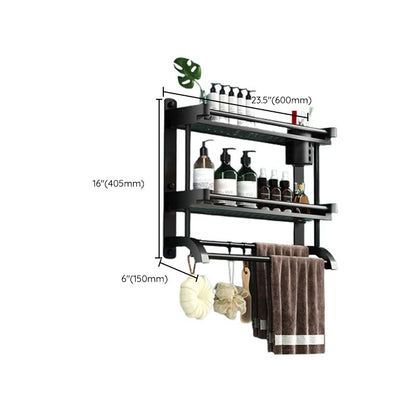 Rynx | Modern Black Bathroom Accessories Stainless Steel Fitting Set Bathroom Shelf