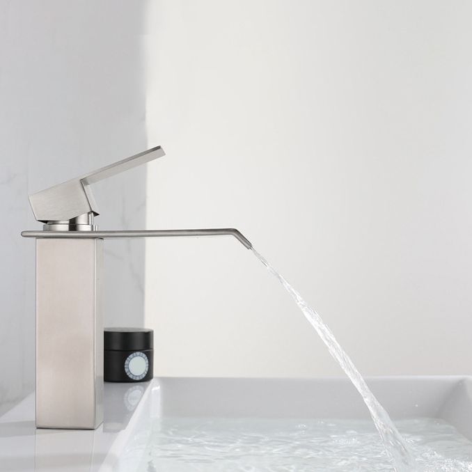 Rynx | Industrial Vessels Faucet Stainless Steel Lever Handles Waterfall Spout Bathroom Faucet