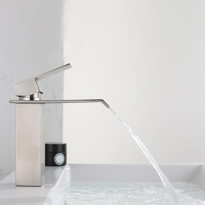 Rynx | Industrial Vessels Faucet Stainless Steel Lever Handles Waterfall Spout Bathroom Faucet