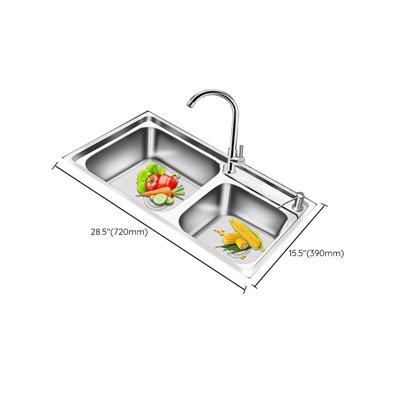 Rynx | Modern Style Kitchen Sink Stainless Steel 2 Holes Top Mount Kitchen Sink