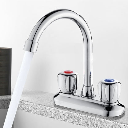 Rynx | 2-handle brass bathroom faucet modern high arch central crane