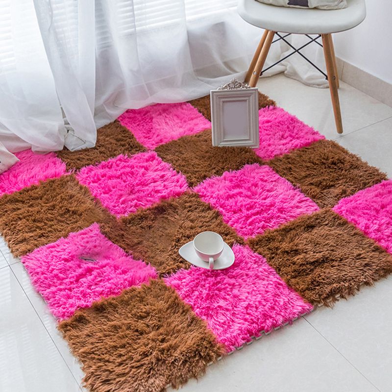 Rynx | Bedroom Carpet Tiles Solid Color Square Shag Stain Resistant Carpet Tiles