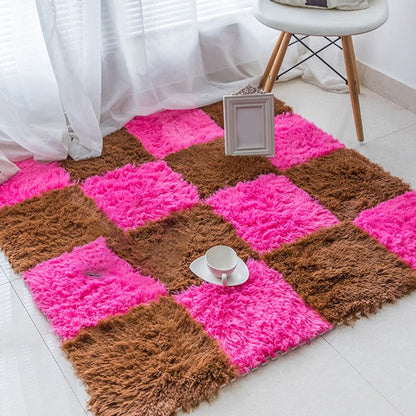 Rynx | Bedroom Carpet Tiles Solid Color Square Shag Stain Resistant Carpet Tiles