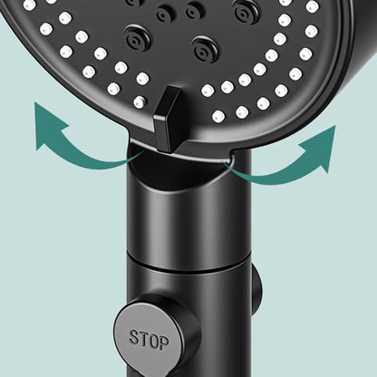 Rynx | Modern 6 Setting Shower Head Adjustable Spray Pattern Matt Black Round Shower Head