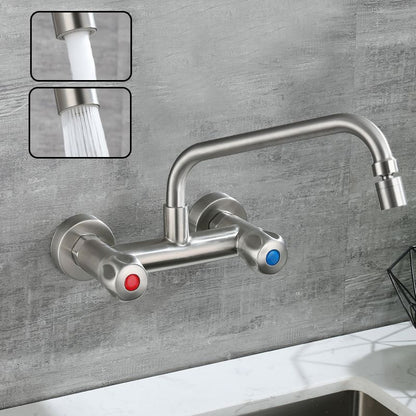 Rynx | Round 2-Handle Bathroom Faucet Single Hole Wall Mounted Bathroom Faucet