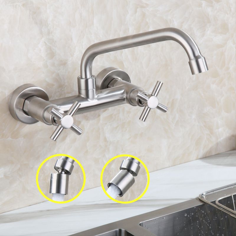 Rynx | Round 2-Handle Bathroom Faucet Single Hole Wall Mounted Bathroom Faucet